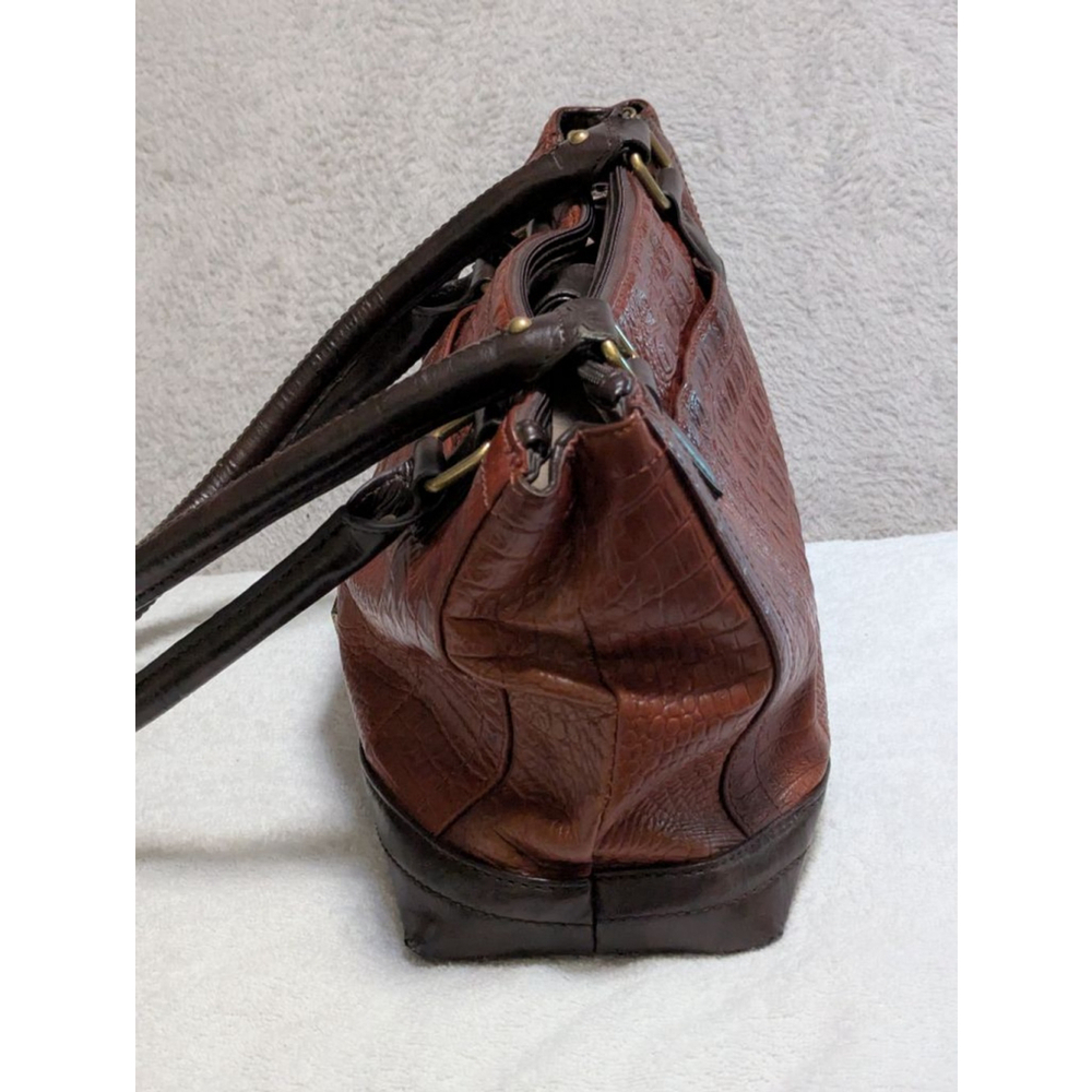 Women's Tignanello Brown Croc Embossed Satchel One Size Handbag Purse - Picture 6 of 16